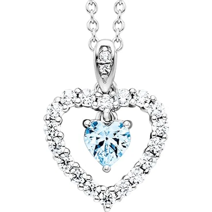 Julie Julsen JJNE3100.15.1 Damen Collier Herz aus 925 Sterling Silber, blau Zirkonia und 20 weißen Zirkonia, 42 cm – Bild 1