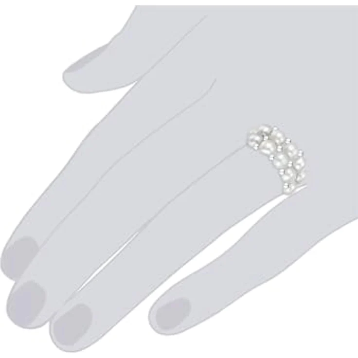 Valero Pearls Damen Perlenring, elastischer Ring aus 4-5 mm Süßwasser-Zuchtperlen in grau, 925 Sterling Silber, flexibel einstellbar – Bild 5