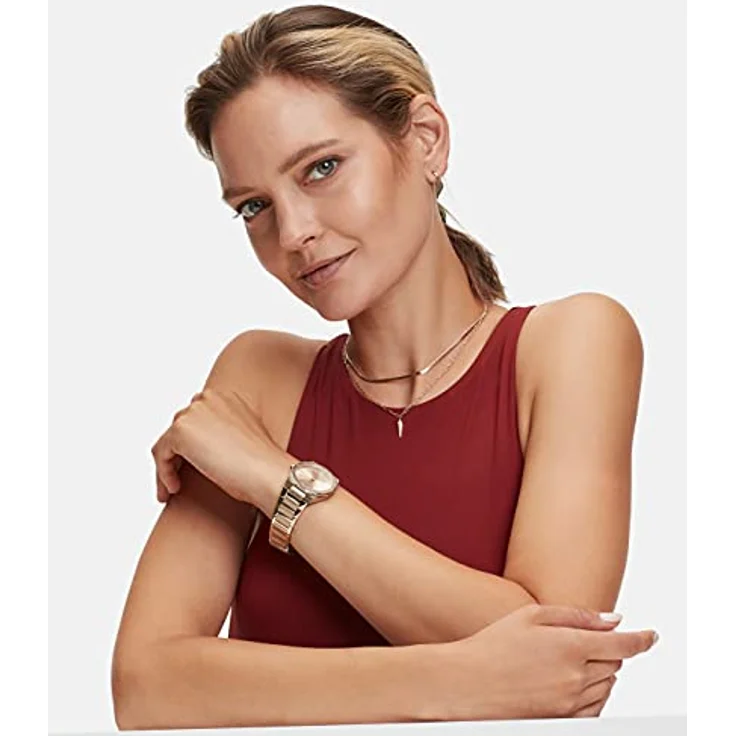 LIEBESKIND Dünner Choker Sleek Chain, Edelstahl IP Roségold, 39 cm mit Karabinerverschluss – Bild 3