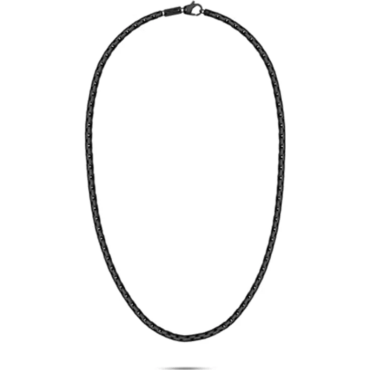 s.Oliver Herren Necklace - Halskette aus mattiertem Edelstahl, IP Schwarz, Venezianerkette 55 cm, wasserfest & hautfreundlich – Bild 2