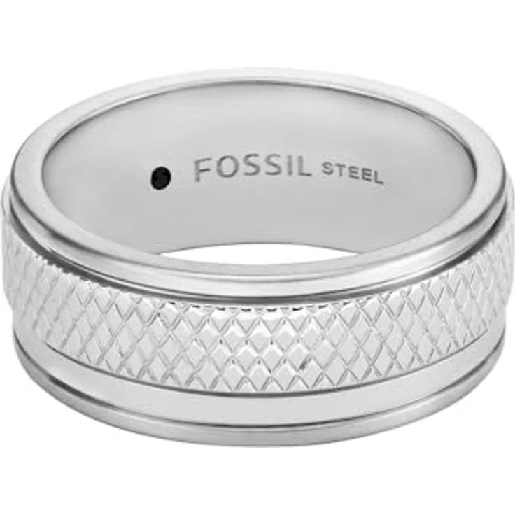 Fossil Herren Edelstahlband Ring, Silber, Größe 8-12, Combo Finish – Bild 1