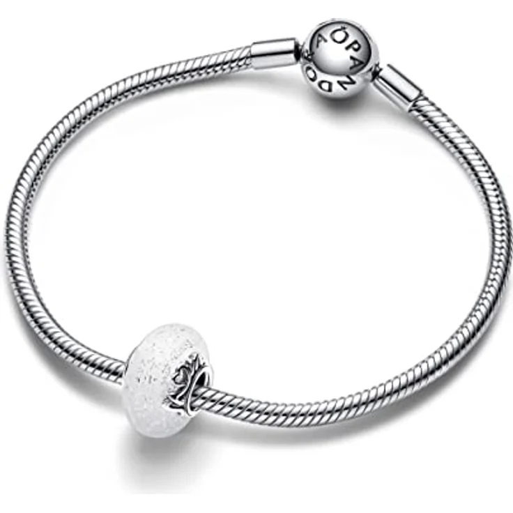PANDORA Moments Glitzerndes weißes Murano-Glas Mum & Love Charm, Sterling-Silber, kompatibel mit Moments Armbändern, 792655C00 – Bild 4
