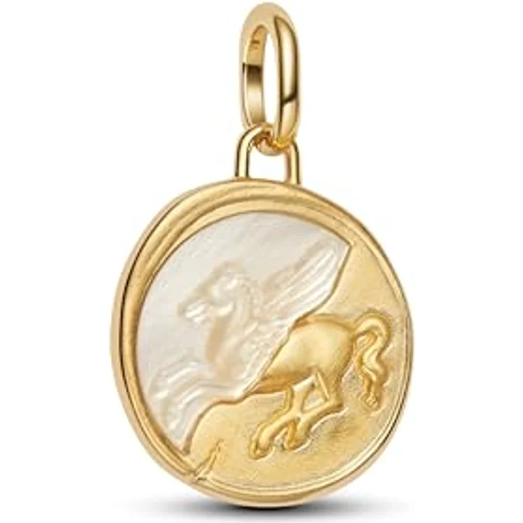 Pandora Charm-Einhänger 764090C01, Pegasus aus 14k-vergoldeter Metallmischung mit synthetischem Perlmutt-Hintergrund – Bild 2