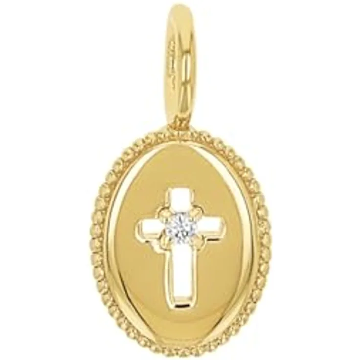 Amor Motivanhänger "Kreuz", 925 Sterling Silber Damen Anhänger mit Zirkonia, 1,2 cm, Weiß, Geschenk Box, 2039033