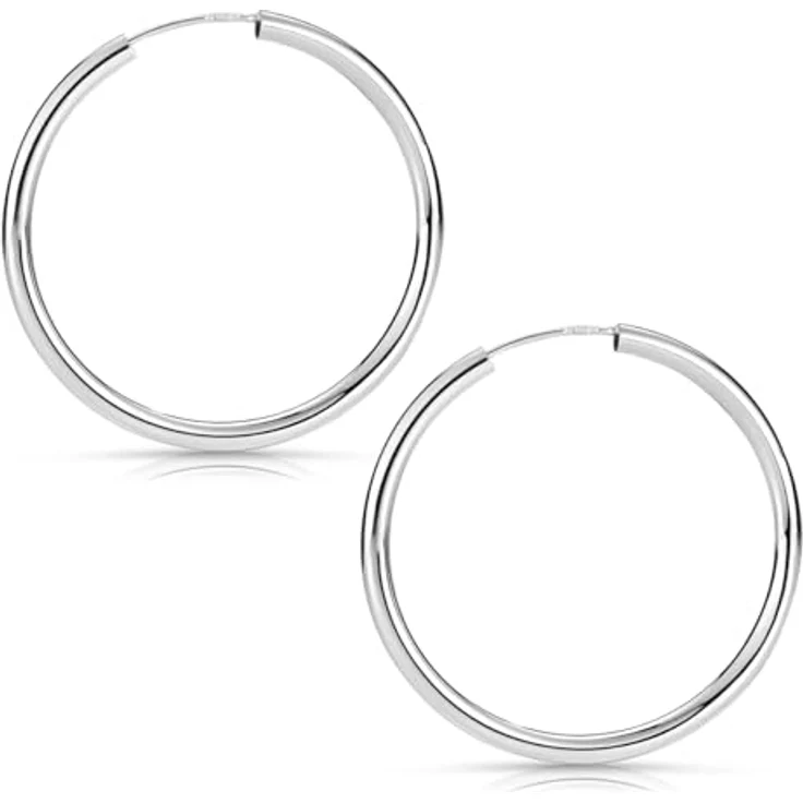 Materia 925 Sterling Silber Creolen Ohrringe 29mm, klassisch für Damen und Teenager, leichtes Anlegen mit Steckverschluss, made in Germany – Bild 3