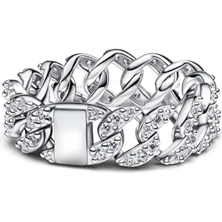 PANDORA Kettenring für Damen Silber Pavé mit Zirkonia, Ringgröße 50/15,9 – Bild 1