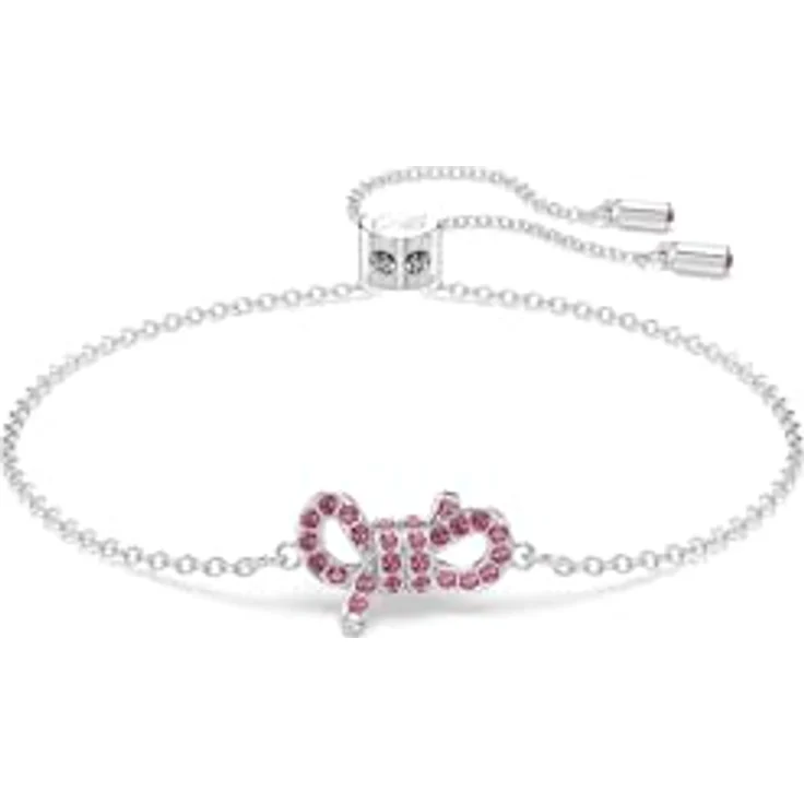 Swarovski Lifelong Bow Armband, rosa Schleife mit rhodinierter Kette und Kristallpavé – Bild 1