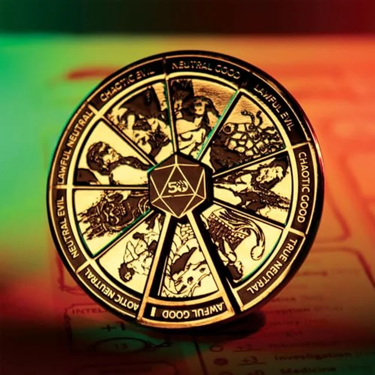 FaNaTtik Dungeons & Dragons 50th Anniversary Spinner Pin Badge, Antik Gold Finish, Limited Edition, 50 mm Durchmesser, beweglicher Spinner, weltweit auf 5000 Stück limitiert, offiziell lizenziertes Merch. – Bild 4