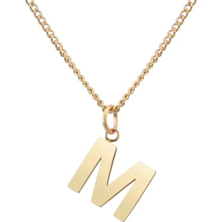 GD GOOD.designs Halskette mit Buchstaben Anhänger M, 42 cm, 18K vergoldet, wasserfest, individuell verstellbar - Valentinstag-Geschenk für Sie und Ihn – Bild 1