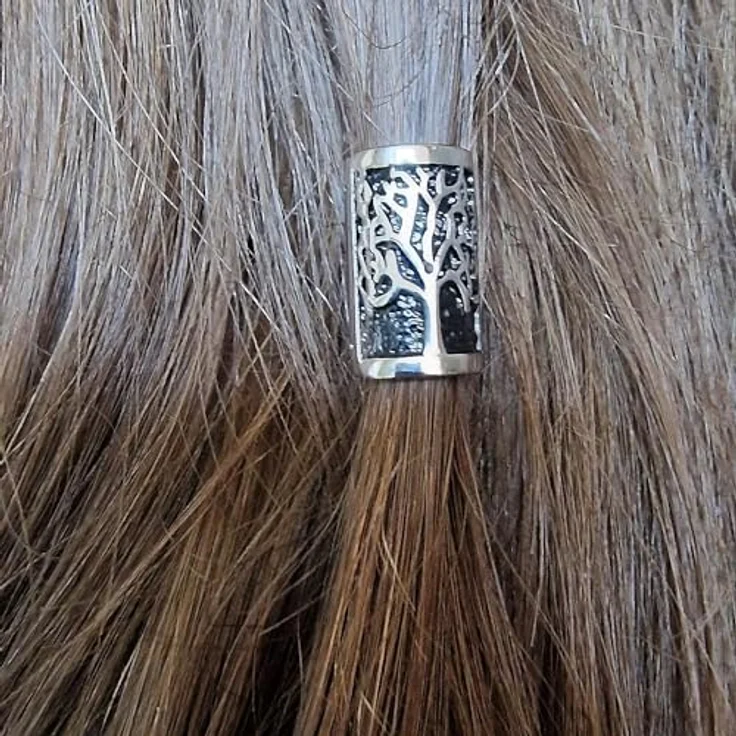 VALHALLA Bartperlen Haar Open-Close Edelstahl 316L, keltische Flechtperlen für Dreadlocks, Baum des Lebens, 8 mm Loch, 20 mm lang – Bild 4