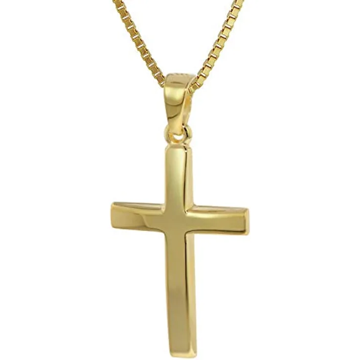 trendor Kreuz Anhänger Gold 333 (8 Karat) mit goldplattierter Kette, zeitloses Schmuckstück für Damen, 40 cm, Geschenkidee in Schmuck-Box