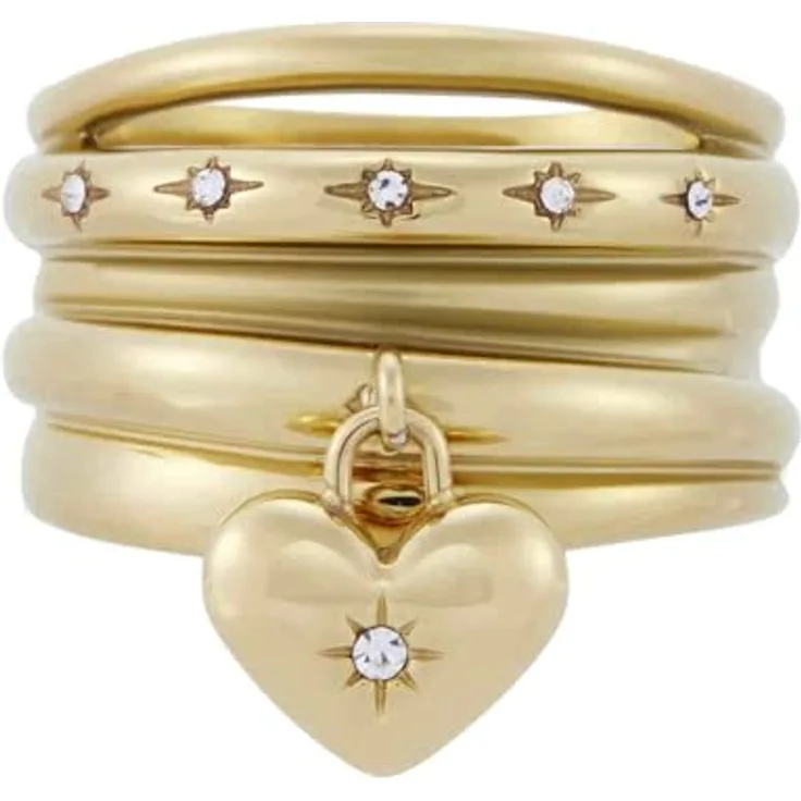 Fossil Sadie, Damen Goldfarbener Edelstahlring, poliertes Finish, JF048347107