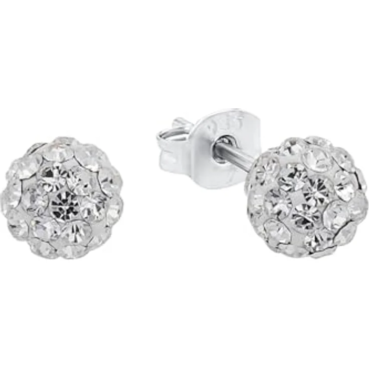Amor Ohrstecker 925 Sterling Silber, Damen Ohrschmuck mit Kristallglas und Zirkonia, 0,6 cm, Silber, in Schmuck Geschenk Box – Bild 1