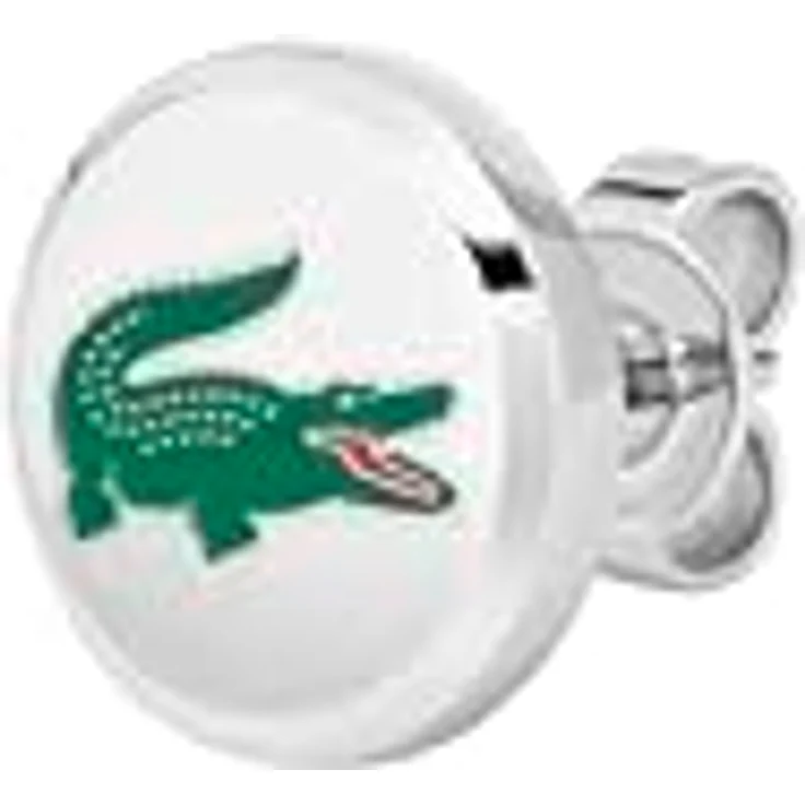Lacoste Steckerohrringe Arthor, Edelstahl mit grünem Krokodil aus Emaille, 10,5 x 2,5 mm, mit Butterfly-Verschluss – Bild 2