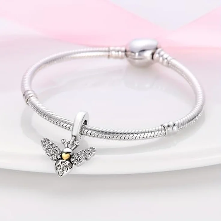 ChenYuTe 925 Sterling Silber Charms, Dangle Anhänger mit 5A-Zirkonia, kompatibel mit Pandora und europäischen Armbändern, Geschenkidee für Frauen – Bild 2