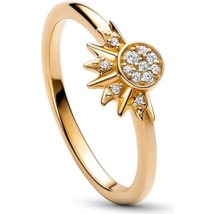 PANDORA Celestial Sparkling Sun Ring, 14k gold-plated Damenring mit Cubic Zirconia, stapelbar – Bild 5