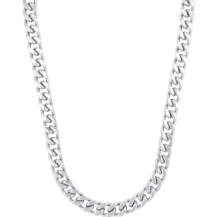 Amor Edelstahl Herren Halskette, 50 cm, Silber mit Karabinerverschluss, 8 mm Breite, Geschenkbox включена, 2040437