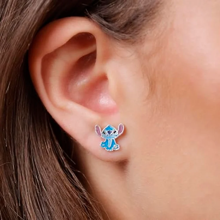 Disney Stitch Ohrringe, versilbert, Einheitsgröße, aus Messing, ohne Edelstein, in Geschenkbox – Bild 2