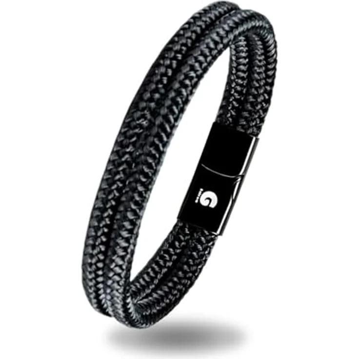 Galeara Noa Segeltau Armband Geflochten mit Magnetverschluss, schwarz, Damen-Armband, verschiedene Größen erhältlich – Bild 1