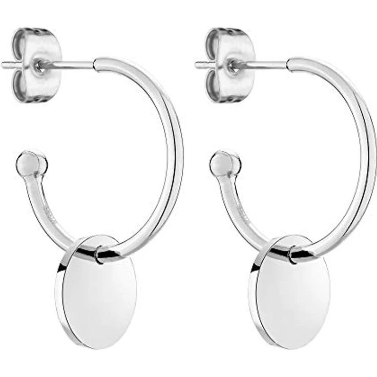 Tamaris Damen Ohrring TJ-0055-E-18, Silber Edelstahl Creolen mit abnehmbarem Anhänger, 2,4 cm – Bild 3