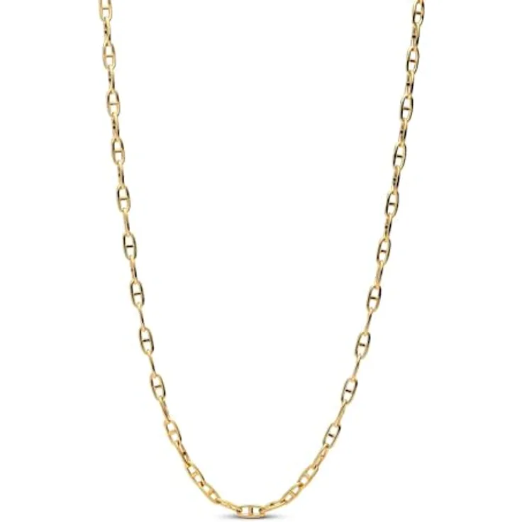 PANDORA Moments Ankerketten-Halskette, 14 Karat vergoldetes Sterling Silber, kompatibel mit Moments Anhängern, 55 cm