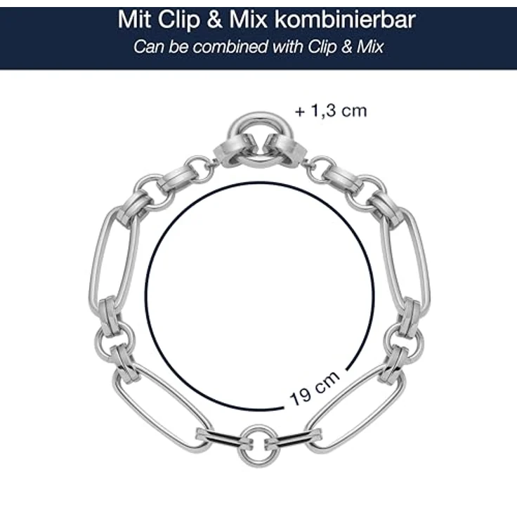 JEWELS BY LEONARDO Armband Clip & Mix Mathilde, Arm-Schmuck aus silberfarbenem Edelstahl, 19 cm, clip & mix-kompatibel, handgefertigt, allergikerfreundlich – Bild 2
