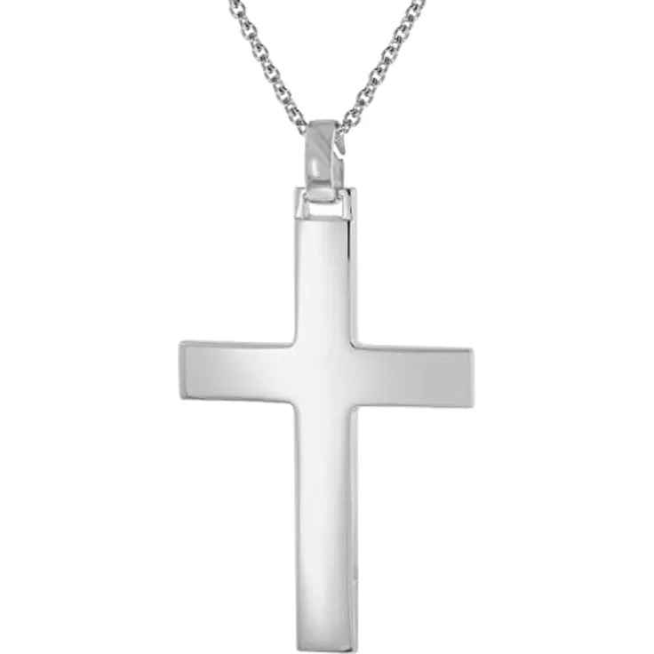 trendor Kreuz-Halskette 925 Silber, 41 mm Männerschmuck mit Rundanker-Kette, elegante Geschenkidee, 50 cm