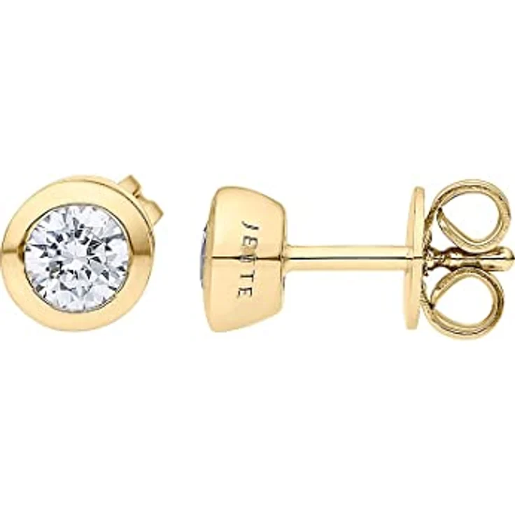 JETTE Damen-Ohrstecker 925er Silber rhodiniert mit 2 Zirkonia, Gold, One Size – Bild 2