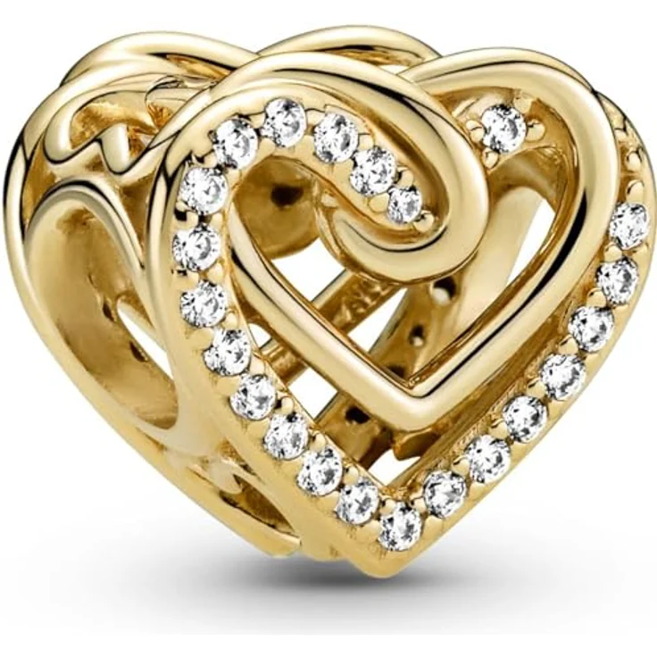 Pandora 769270C01 Charm Funkelndes Verschlungenes Herz, goldplattiert mit Zirkonia, 9,5 x 11,5 mm – Bild 1