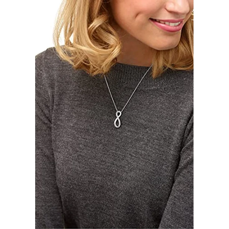 JETTE Damen-Halskette 925er Silber rhodiniert mit 20 Zirkonia, 45 cm + 3 cm Verlängerung, Geschenkbox – Bild 3
