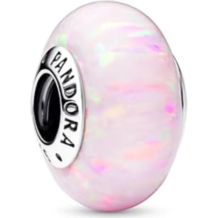 PANDORA Moments Charm, Schillerndes Rosafarbenes Design mit Laboropal und Glitzerstreifen, kompatibel mit Moments Armbändern, 791691C03