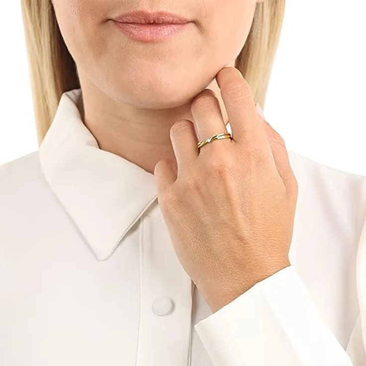 Amor Damen Ring 375 Gold mit Zirkonia synth., Weiß, 3 mm, in Schmuck Geschenk Box, 2037423 – Bild 3