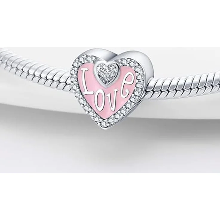 TINSLO Charm Anhänger Damen 925 Sterling Silber mit Zirkonia-Steinen, kompatibel mit Pandora Armband und Halskette, für europäische Armbänder – Bild 2