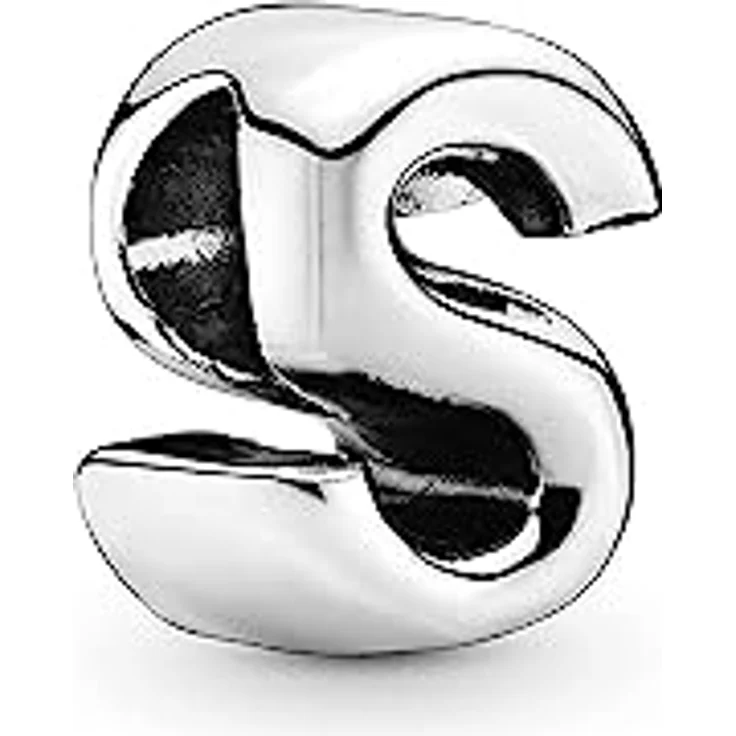 PANDORA Moments Buchstabe S, wendbares Alphabet-Charm aus Sterling-Silber mit geprägten Herzen und Perlen, kompatibel mit Armbändern der Moments Kollektion – Bild 4