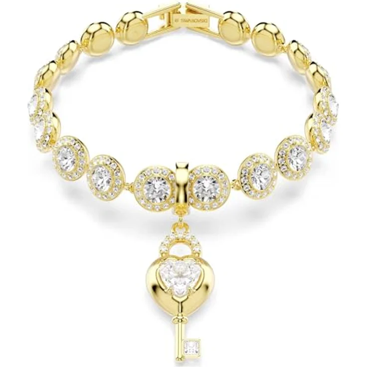 Swarovski Kettenanhänger Damen-Charm aus vergoldetem Metall mit 1 weißem Swarovski-Kristall und Schlüsselmotiv – Bild 5