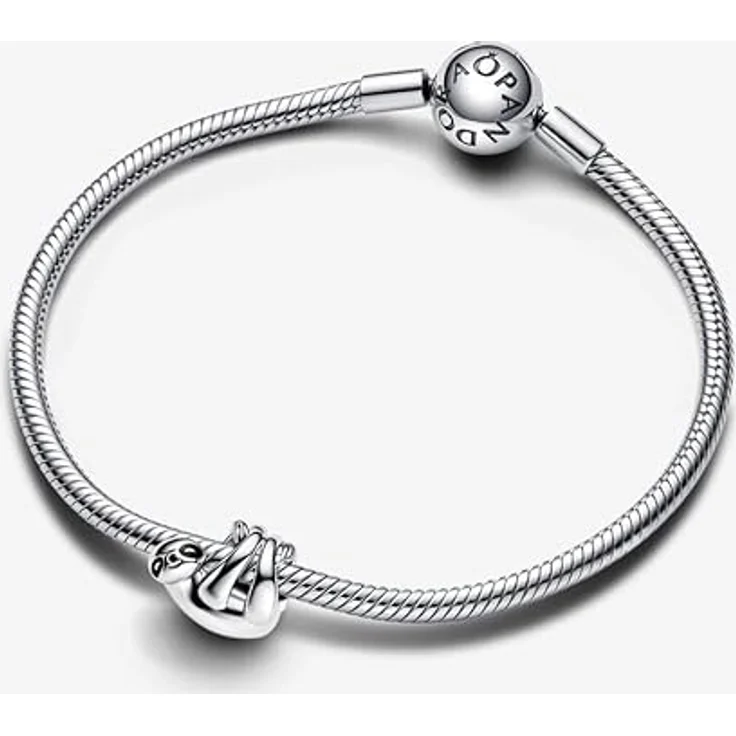 PANDORA Moments Hängendes Faultier Charm, Sterling Silber mit Emaille-Details, gravierte Botschaft „Good things take time“, kompatibel mit Moments Armbändern, 793331C01 – Bild 4
