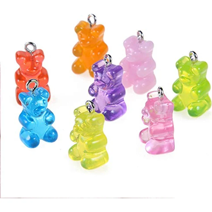 Feelava 100 Stück Bär Anhänger aus Kunstharz, bunt, 10 Farben, perfekt für DIY Schmuck und Handwerk – Bild 3