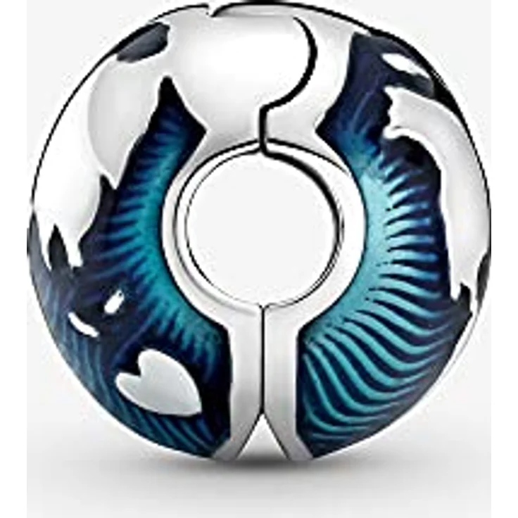 PANDORA Blauer Globus Clip Charm, Sterlingsilber mit blauer Emaille, Herzform Australien – Bild 3