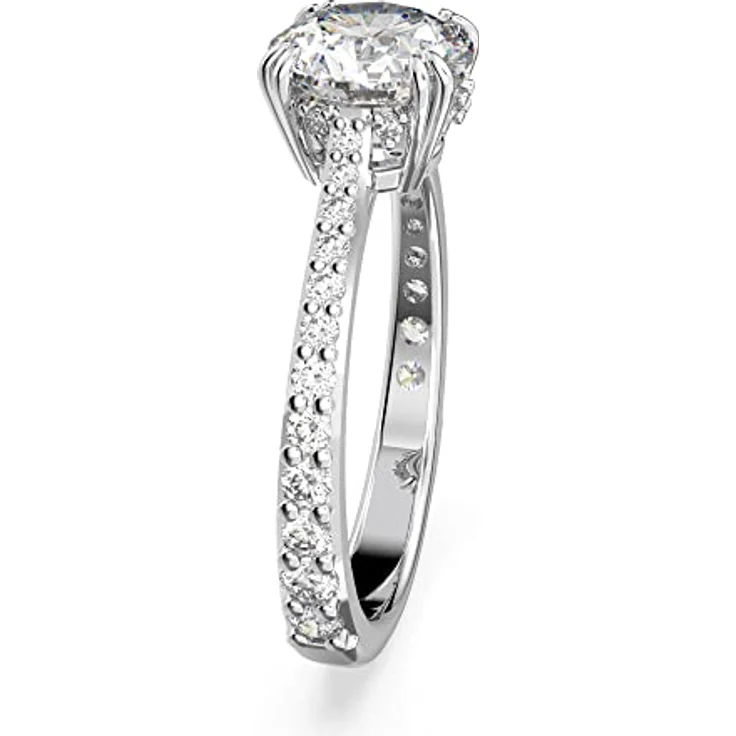 Swarovski Stilla Cocktailring, Rhodinierter Damenring mit Princess-Schliff und Swarovski Kristallen – Bild 3