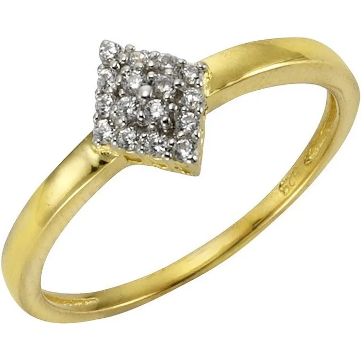 Fascination by Ellen K. Fingerring 375 Gelb, Damenring mit 16x Zirkonia, 8,5mm breit, glänzend