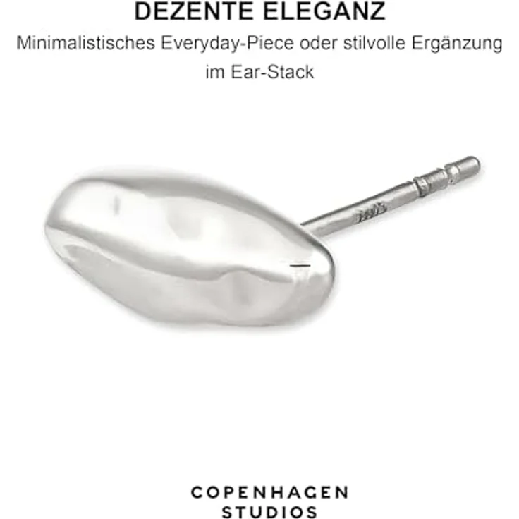 COPENHAGEN STUDIOS Organics Mini Studs, Damen-Ohrstecker aus poliertem Edelstahl, gold, wasserfest & hautfreundlich, organisches Design – Bild 5