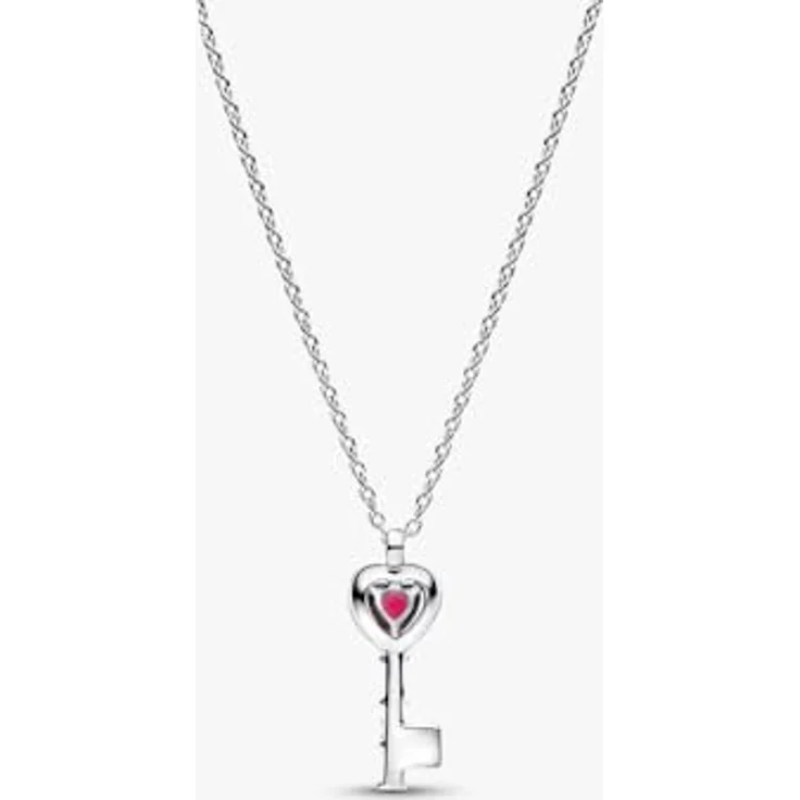 PANDORA Timeless Erhabenes Herz Schlüssel Collier-Halskette aus Sterling Silber mit roten Kristall und Zirkonia, 45cm, 394392C01-45 – Bild 2