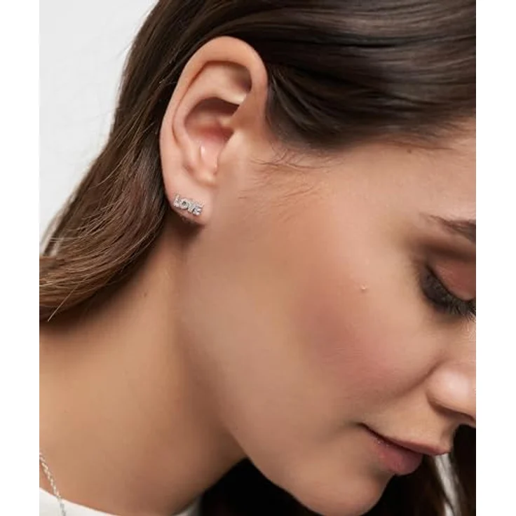 Tamaris Damen Ohrringe TJ-0704-E-09, Ohrstecker aus 925 Silber mit "LOVE" Schrift und Zirkoniasteinen, silber – Bild 4