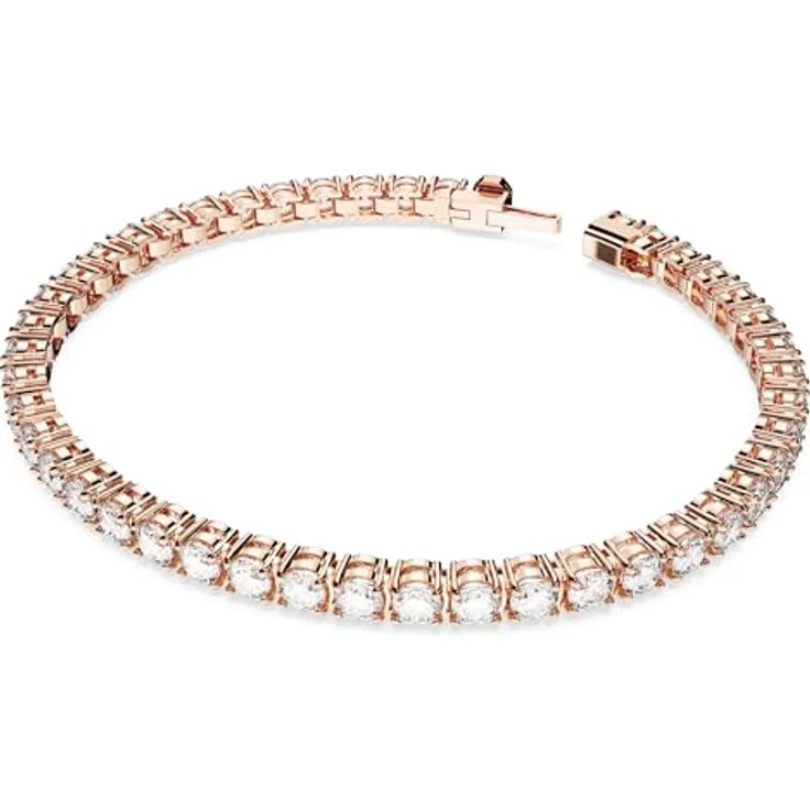 Swarovski Matrix Tennis, Damen-Armband mit Rundschliff, Weiß, Roségold-Legierungsschicht – Bild 2