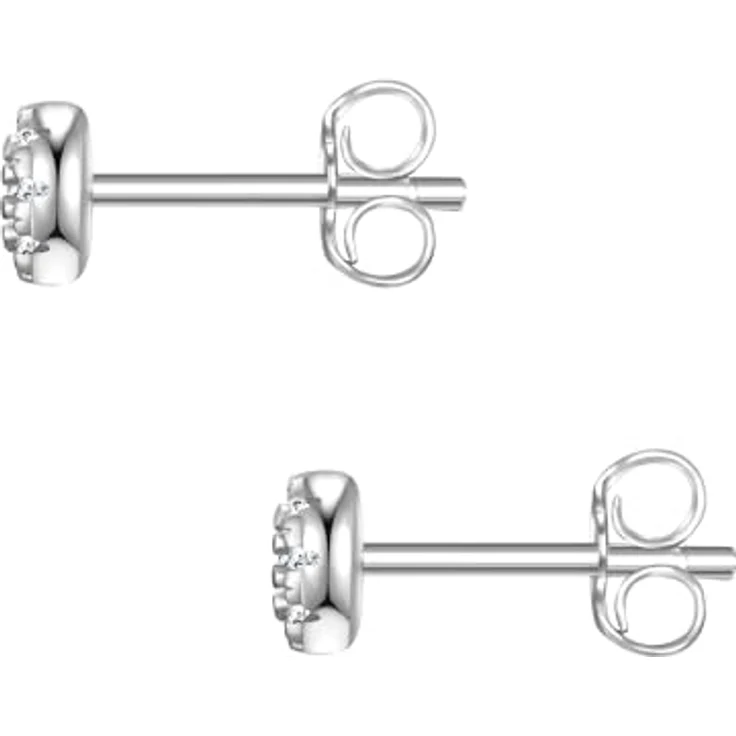 Glanzstücke München Damen Ohrstecker, 925/- Sterling Silber rhodiniert mit weißen Zirkonia, glamouröses Design, 4,1 mm Höhe – Bild 2