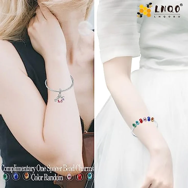 LNQOBU Silber 925 Charms Anhänger für Armbänder, kompatibel mit Pandora, inkl. Spacer Beads, Lochgröße 4,5-5mm – Bild 3