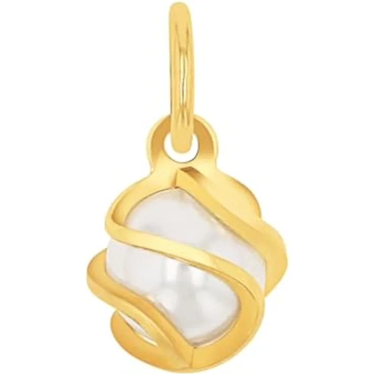 Amor Kettenanhänger Perle, 375 Gold mit weißer Wachsperle, Made in Germany