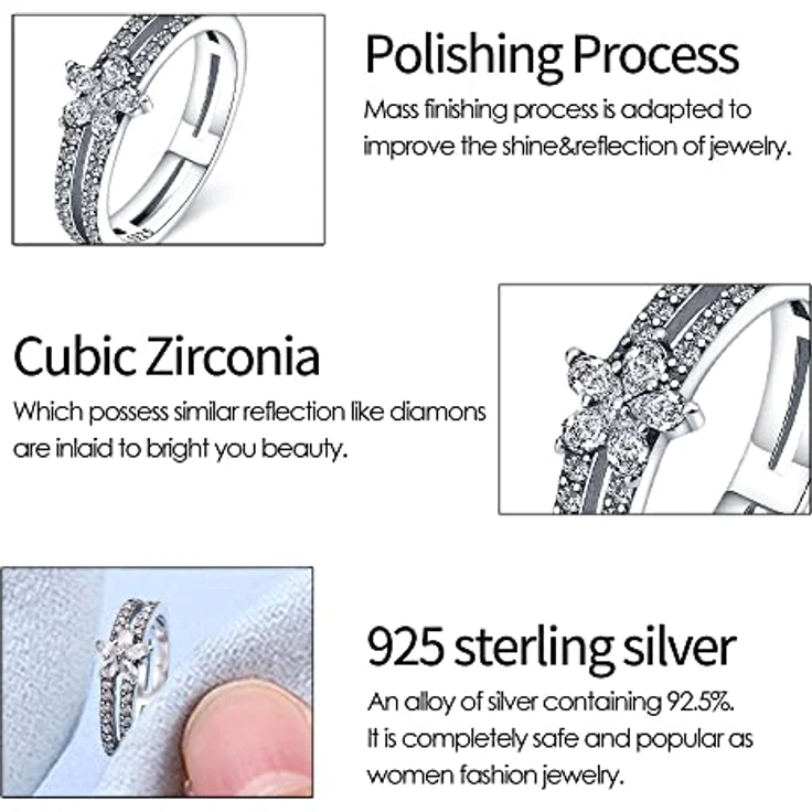 KUNSIR 925 Sterling Silber Damenring Liebesknoten, Retro-Vintage Design mit Zirkonia, Größe R1 – Bild 4