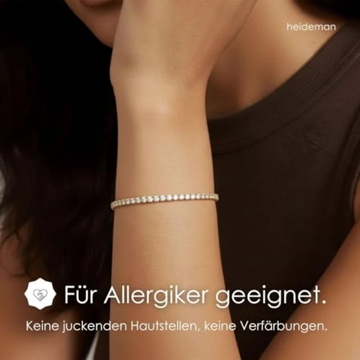 Heideman Armband Ardeo Damen, hochwertiges goldfarbenes Edelstahl-Armband mit weißen Zirkonia-Steinen, individuell verstellbar mit Verlängerungskettchen, eleganter Armschmuck für besondere Anlässe – Bild 2