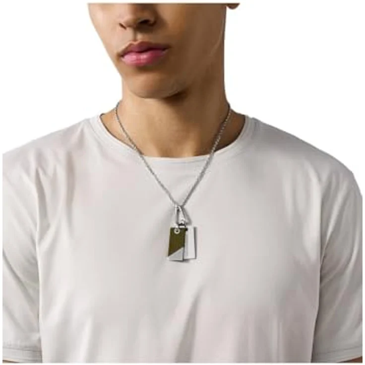 Emporio Armani Herren-Edelstahl-Halskette, Mattes Silber mit Karabinerverschluss – Bild 3